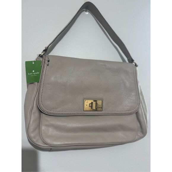 NEW KATE SPADE  LEATHER IRVING PLACE NICOLINE Color Goose SATCHEL SHOULDER BAG - Picture 1 of 13